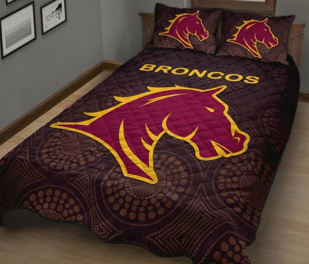 NRL Brisbane Quilt Bed Set Broncos Simple Indigenous