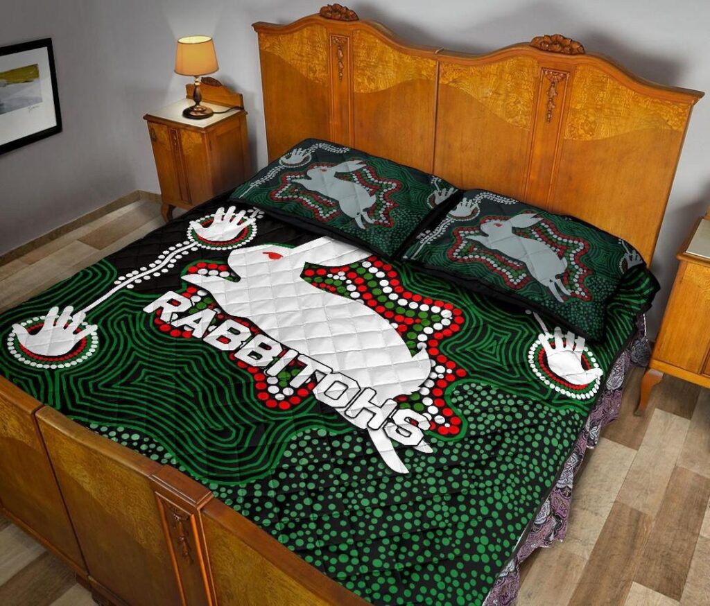 NRL Rabbitohs Quilt Bed Set Aboriginal 2