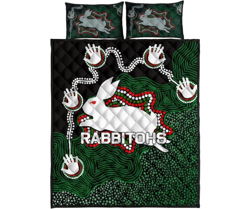 NRL Rabbitohs Quilt Bed Set Aboriginal 2