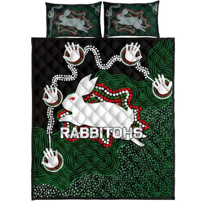 NRL Rabbitohs Quilt Bed Set Aboriginal 2