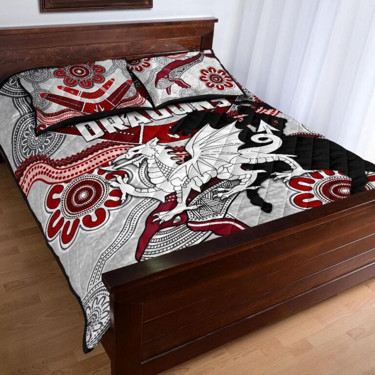 NRL Dragons Quilt Bed Set St. George Indigenous White