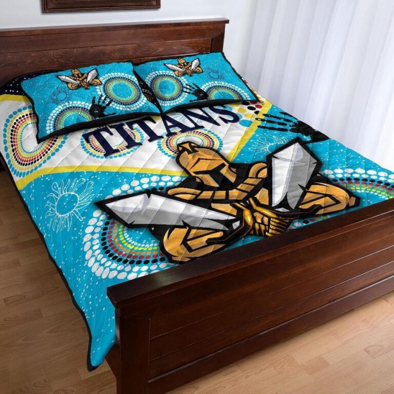 NRL Gold Coast Quilt Bed Set Titans Gladiator Unique Indigenous