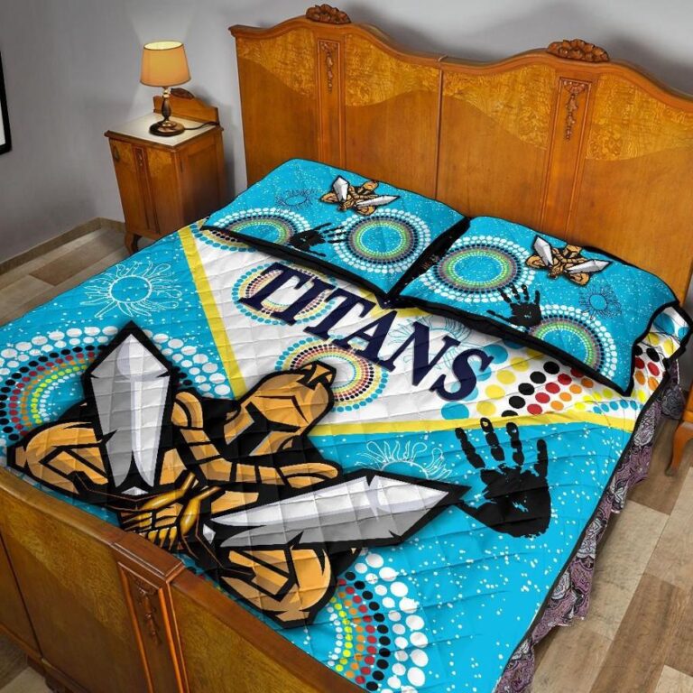 NRL Gold Coast Quilt Bed Set Titans Gladiator Unique Indigenous