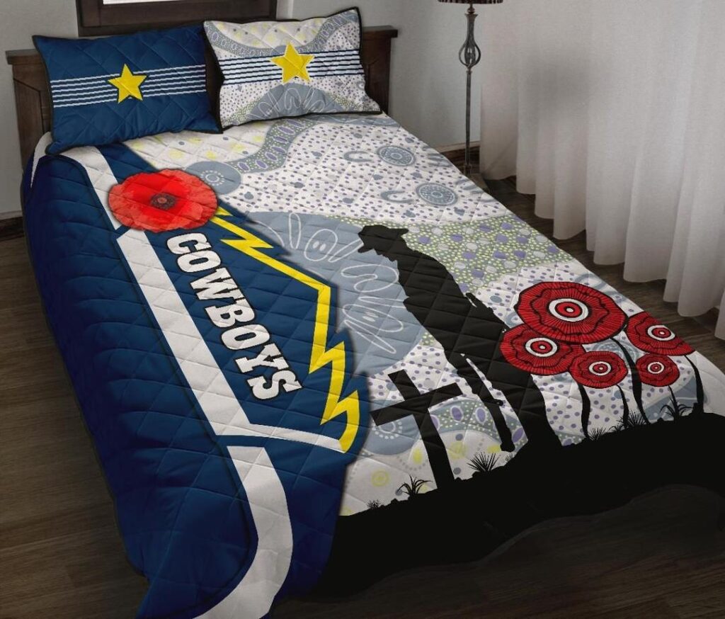 NRL Cowboys Quilt Bed Set Aboriginal Anzac Day