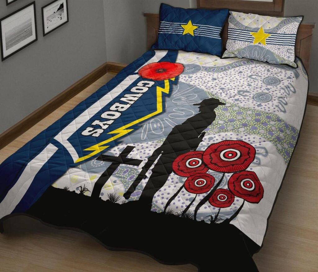 NRL Cowboys Quilt Bed Set Aboriginal Anzac Day