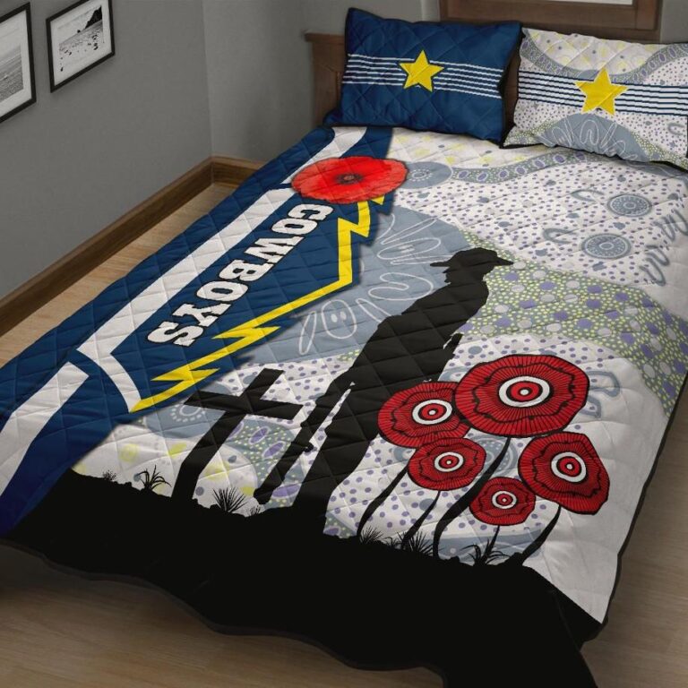 NRL Cowboys Quilt Bed Set Aboriginal Anzac Day