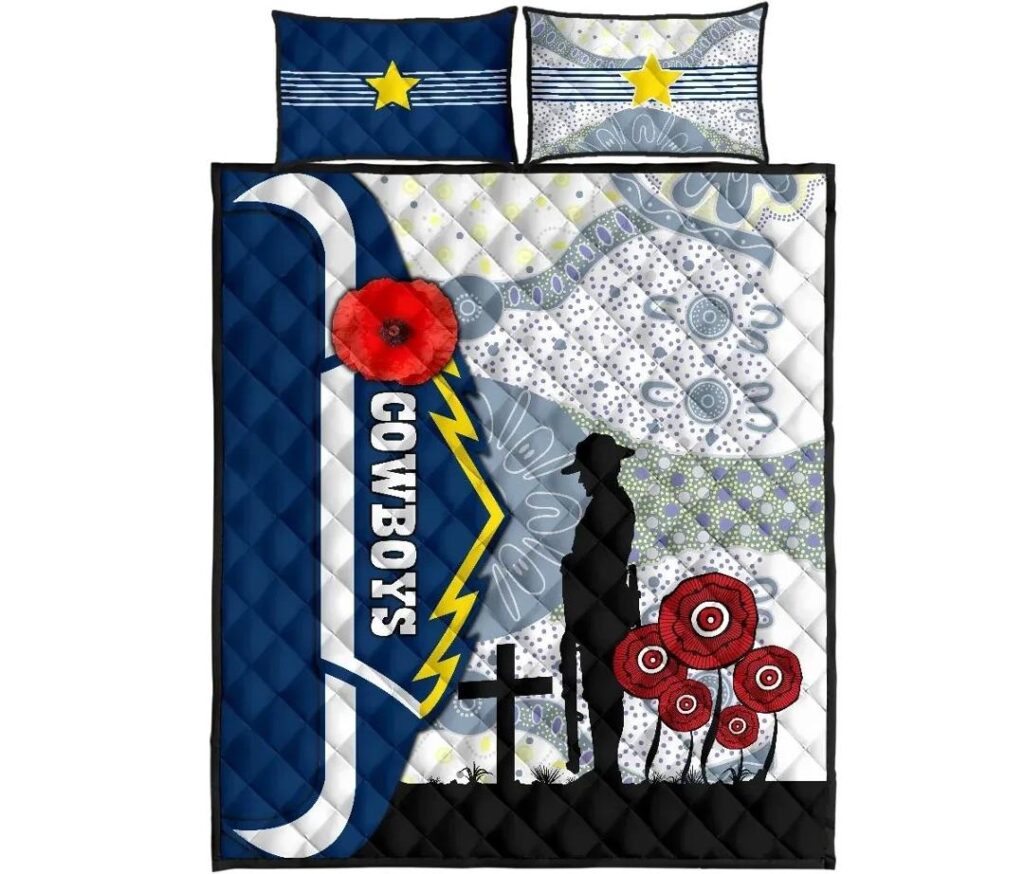 NRL Cowboys Quilt Bed Set Aboriginal Anzac Day