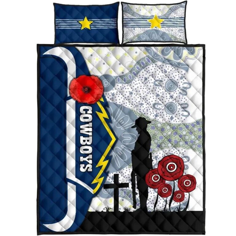 NRL Cowboys Quilt Bed Set Aboriginal Anzac Day