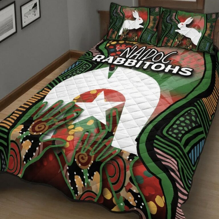 NRL Naidoc Rabbitohs Quilt Bed Set Torres Strait Islander