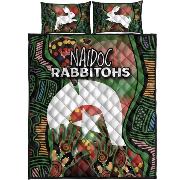 NRL Naidoc Rabbitohs Quilt Bed Set Torres Strait Islander