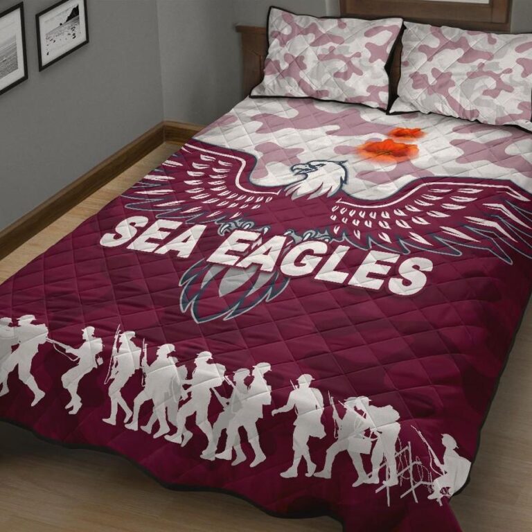 NRL Manly Warringah Quilt Bed Set Sea Eagles Anzac Day Camouflage Vibes