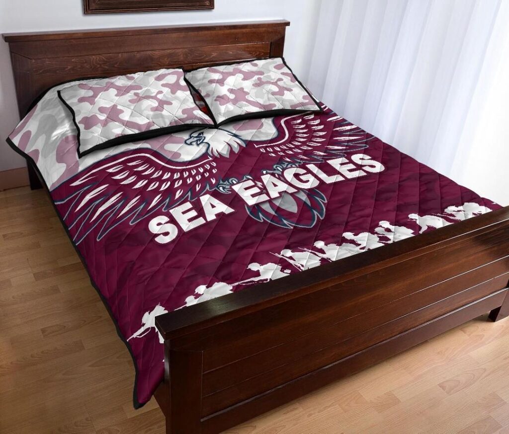 NRL Manly Warringah Quilt Bed Set Sea Eagles Anzac Day Camouflage Vibes