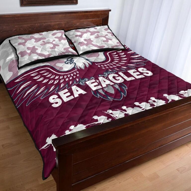 NRL Manly Warringah Quilt Bed Set Sea Eagles Anzac Day Camouflage Vibes