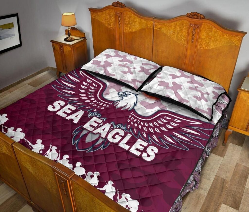 NRL Manly Warringah Quilt Bed Set Sea Eagles Anzac Day Camouflage Vibes