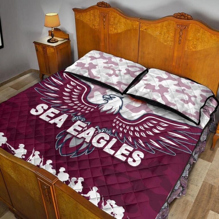 NRL Manly Warringah Quilt Bed Set Sea Eagles Anzac Day Camouflage Vibes