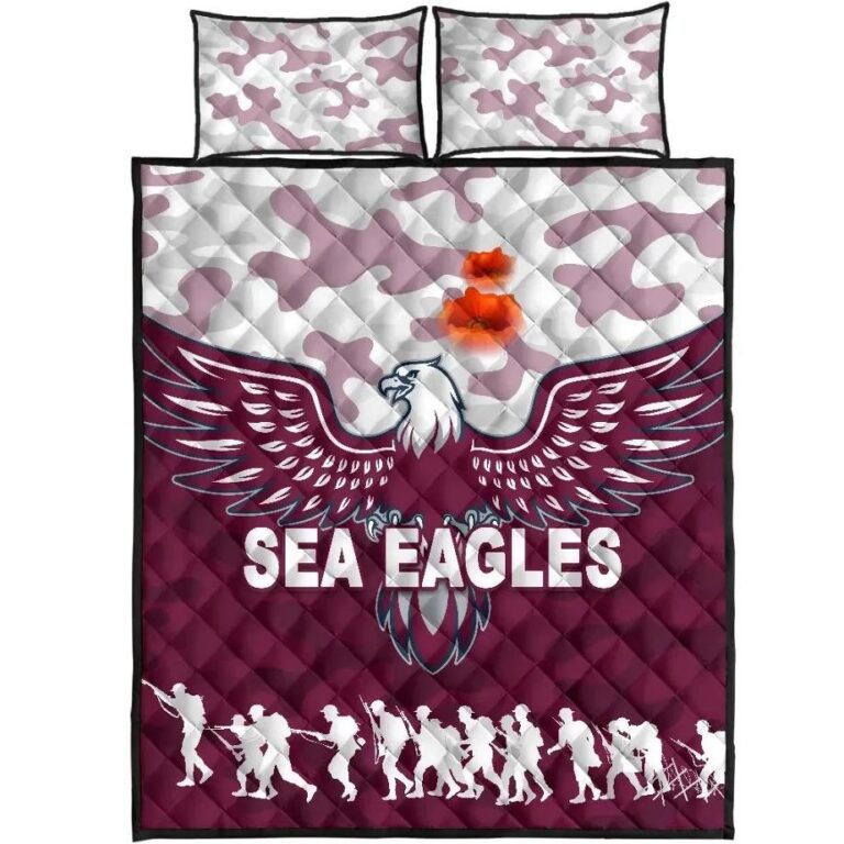 NRL Manly Warringah Quilt Bed Set Sea Eagles Anzac Day Camouflage Vibes