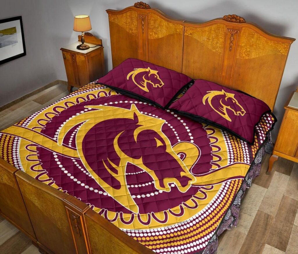 NRL Brisbane Quilt Bed Set Broncos Aboriginal