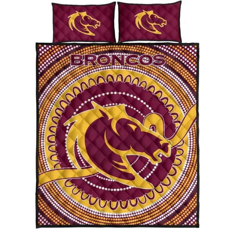 NRL Brisbane Quilt Bed Set Broncos Aboriginal
