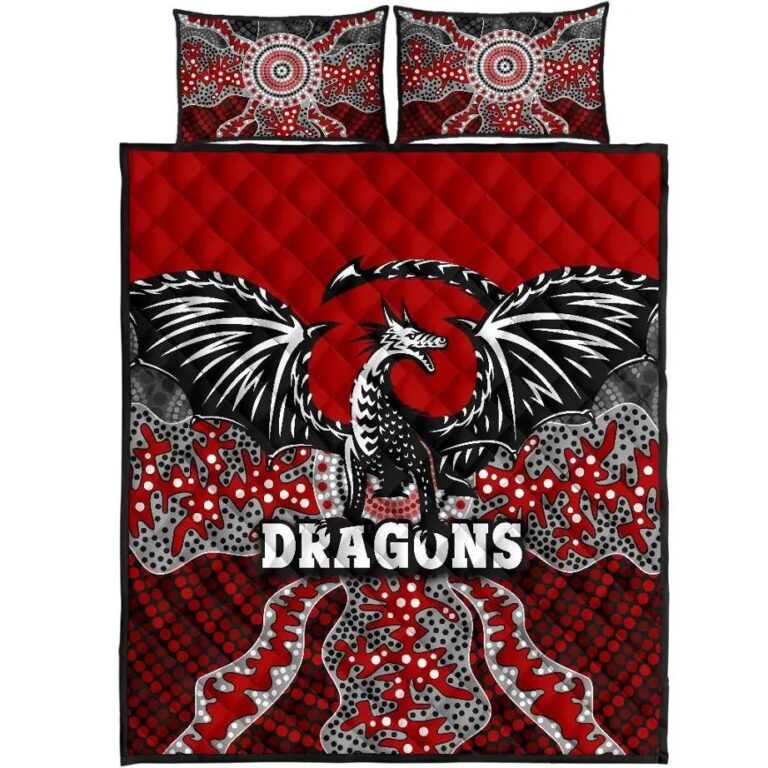 NRL Dragons Quilt Bed Set St. George Aboriginal