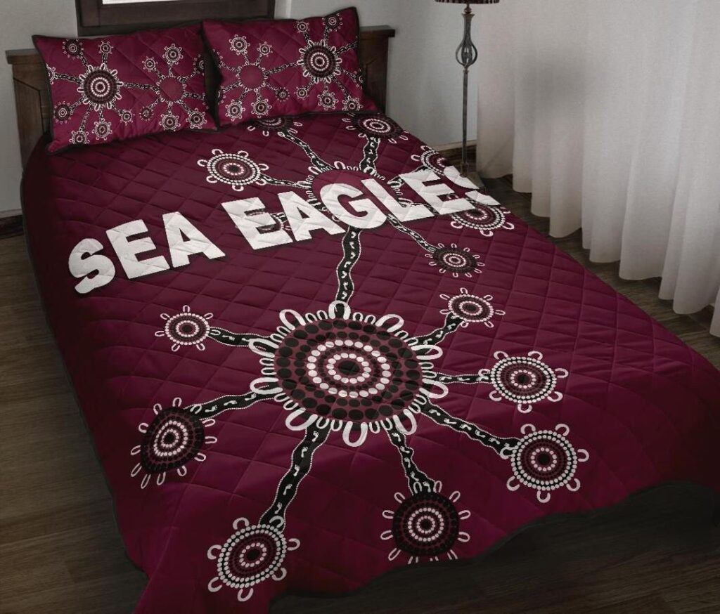 NRL Warringah Quilt Bed Set Sea Eagles Simple Indigenous