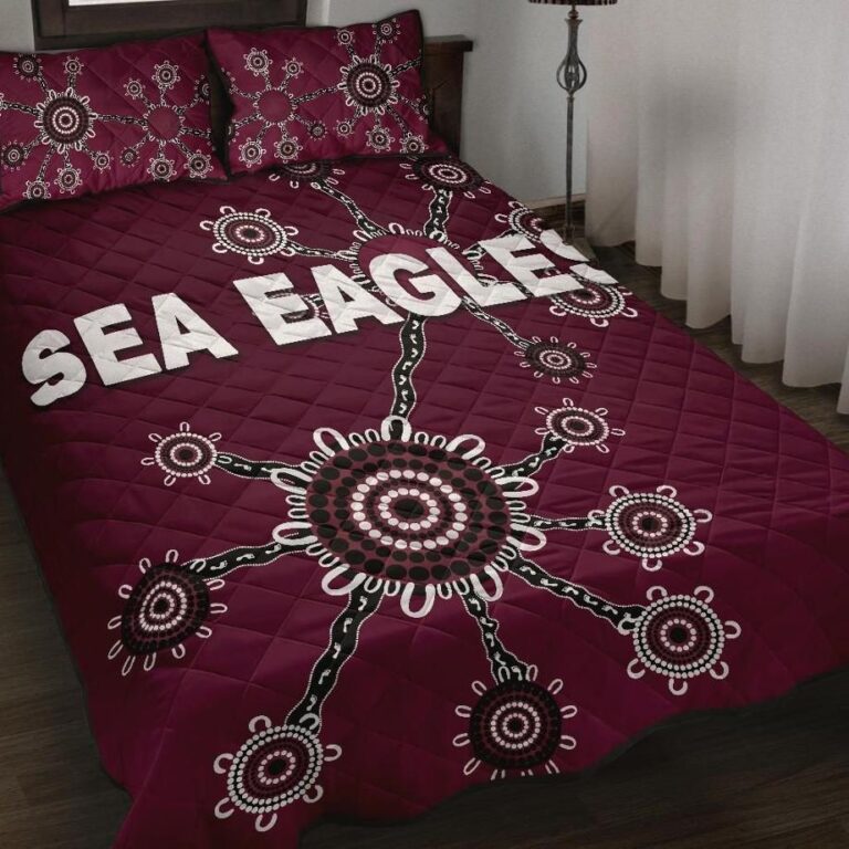 NRL Warringah Quilt Bed Set Sea Eagles Simple Indigenous