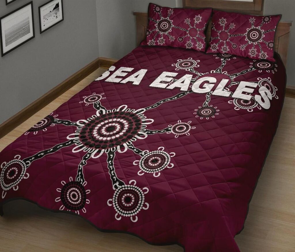 NRL Warringah Quilt Bed Set Sea Eagles Simple Indigenous