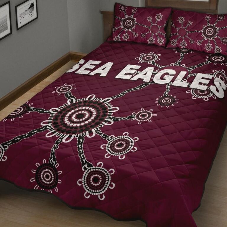 NRL Warringah Quilt Bed Set Sea Eagles Simple Indigenous