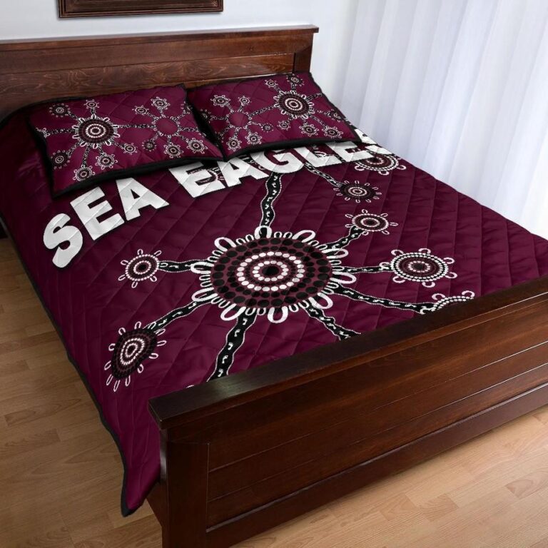 NRL Warringah Quilt Bed Set Sea Eagles Simple Indigenous
