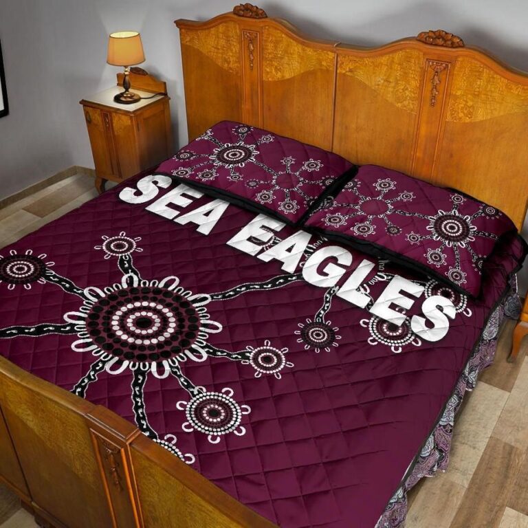 NRL Warringah Quilt Bed Set Sea Eagles Simple Indigenous