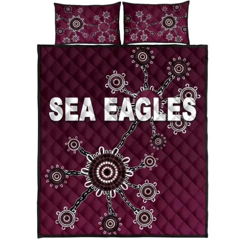 NRL Warringah Quilt Bed Set Sea Eagles Simple Indigenous