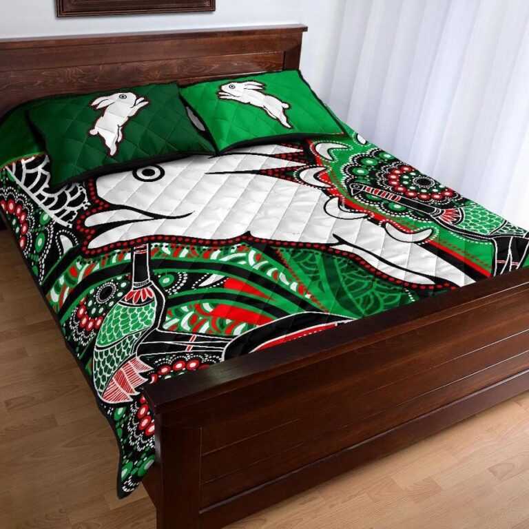NRL Rabbitohs Quilt Bed Set Indigenous Survival World