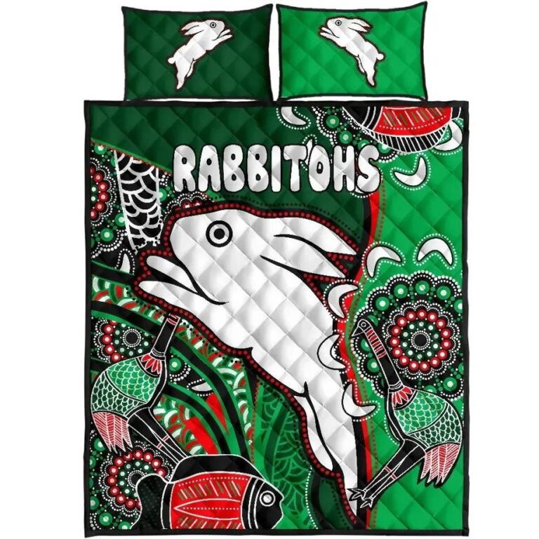NRL Rabbitohs Quilt Bed Set Indigenous Survival World