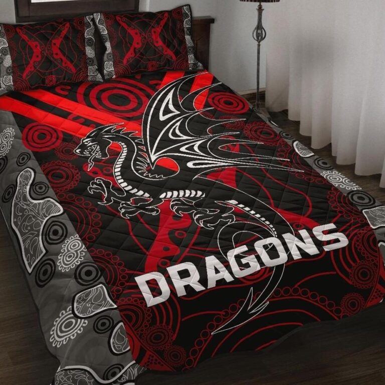 NRL Dragons Quilt Bed Set St. George Aboriginal