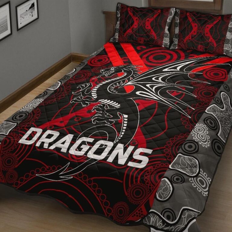 NRL Dragons Quilt Bed Set St. George Aboriginal