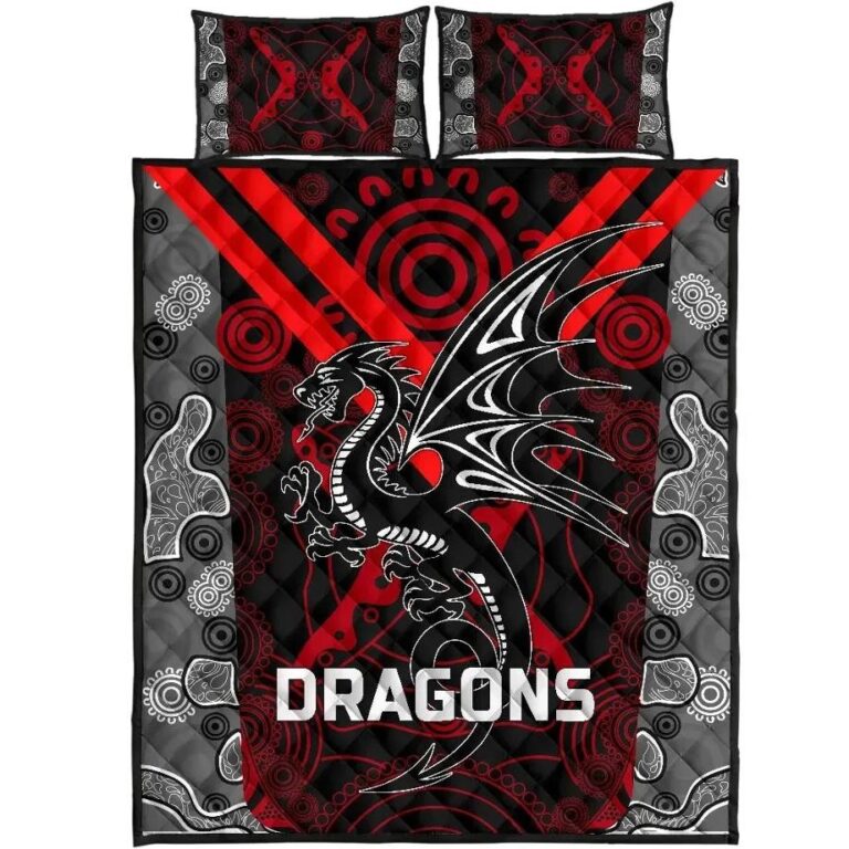 NRL Dragons Quilt Bed Set St. George Aboriginal