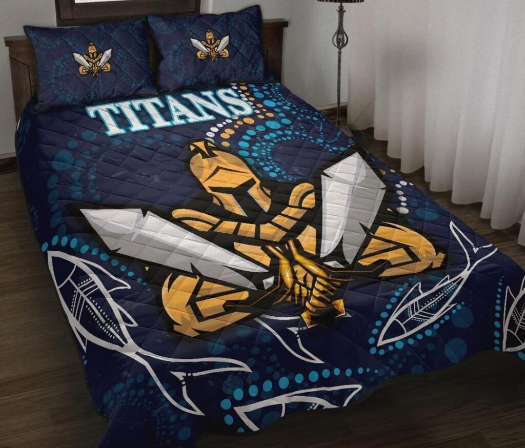 NRL Gold Coast Quilt Bed Set Titans Gladiator Indigenous
