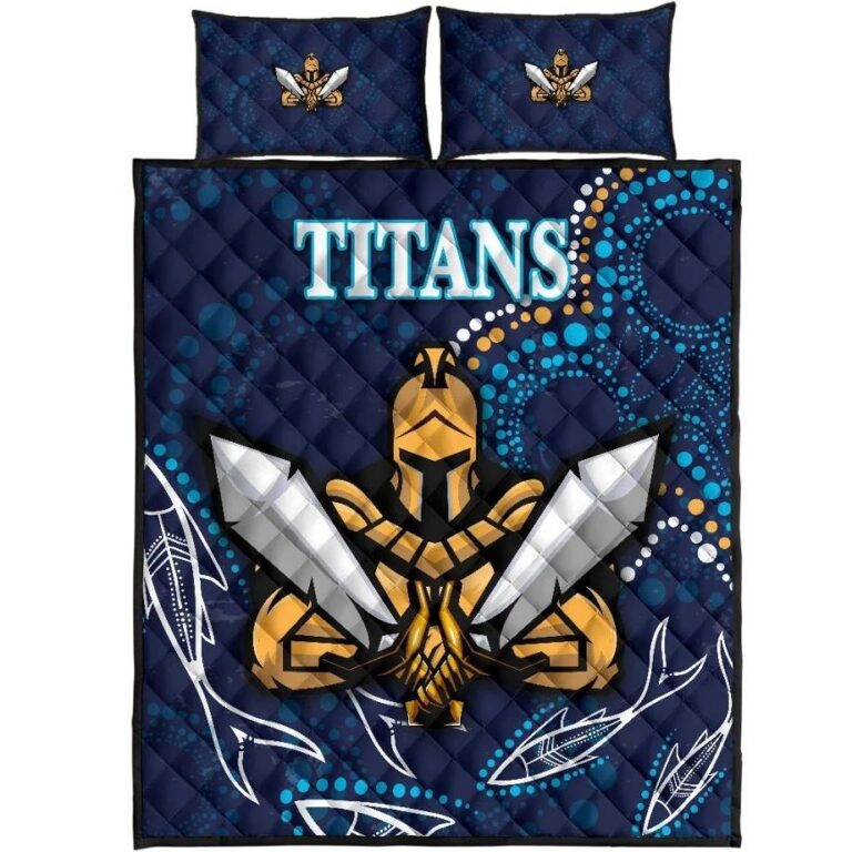 NRL Gold Coast Quilt Bed Set Titans Gladiator Indigenous