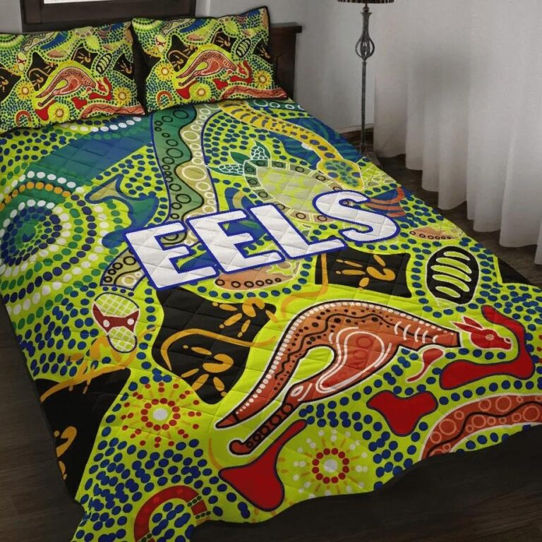 NRL Parramatta Quilt Bed Set Eels Unique Indigenous