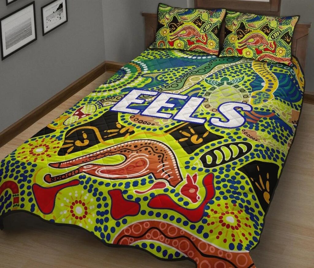 NRL Parramatta Quilt Bed Set Eels Unique Indigenous