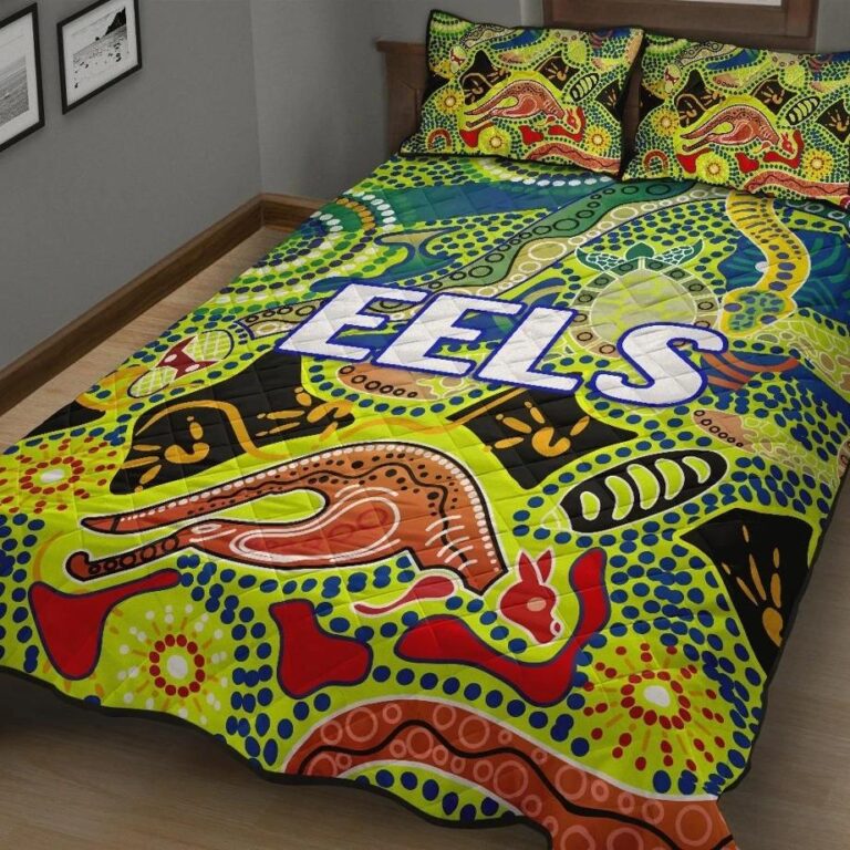 NRL Parramatta Quilt Bed Set Eels Unique Indigenous
