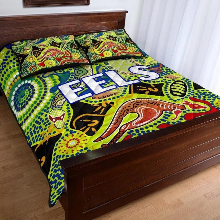 NRL Parramatta Quilt Bed Set Eels Unique Indigenous