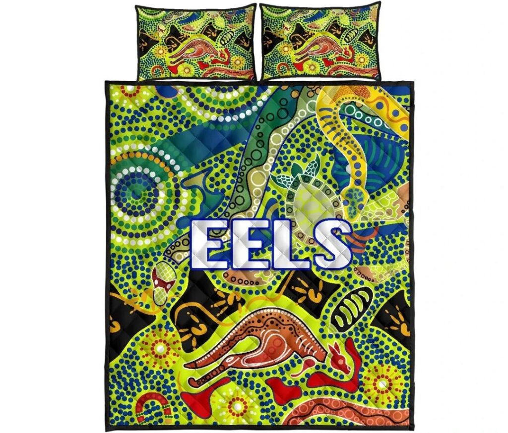 NRL Parramatta Quilt Bed Set Eels Unique Indigenous