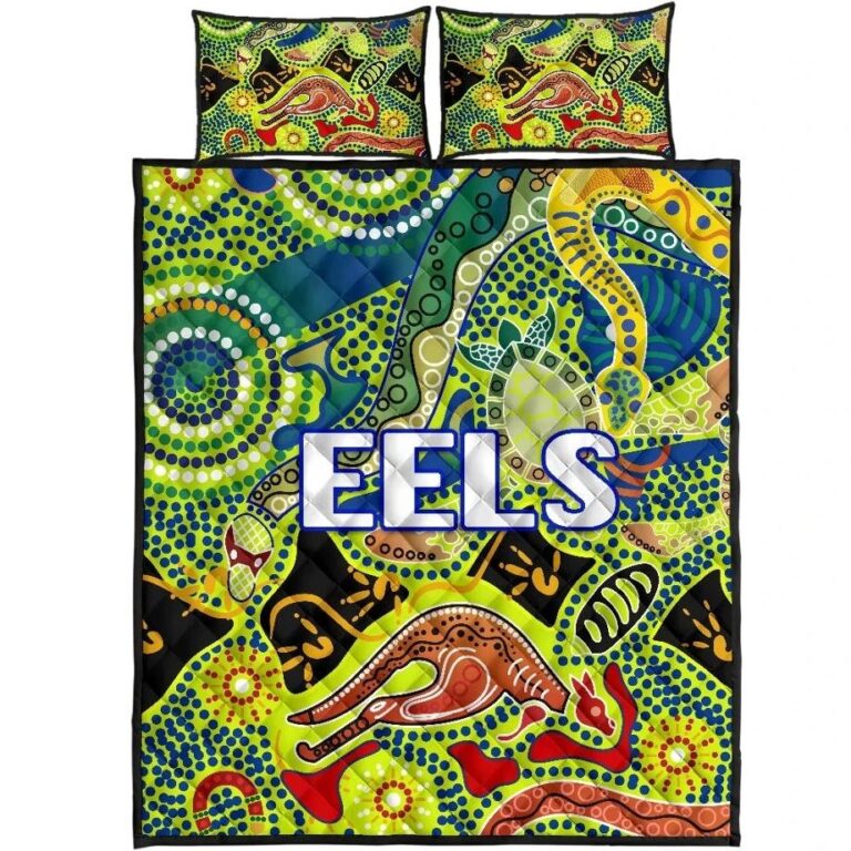 NRL Parramatta Quilt Bed Set Eels Unique Indigenous
