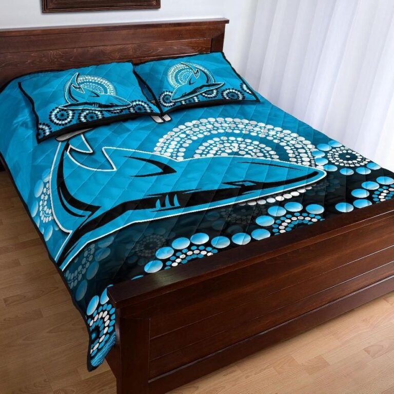 NRL Cronulla-Sutherland Sharks Quilt Bed Set Aboriginal Mix 3D Patterns