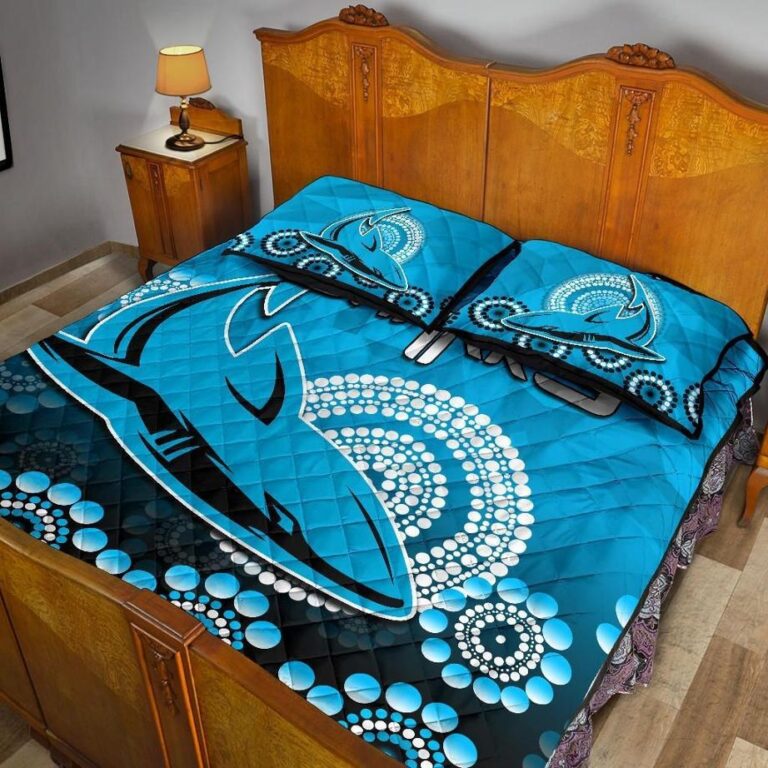 NRL Cronulla-Sutherland Sharks Quilt Bed Set Aboriginal Mix 3D Patterns