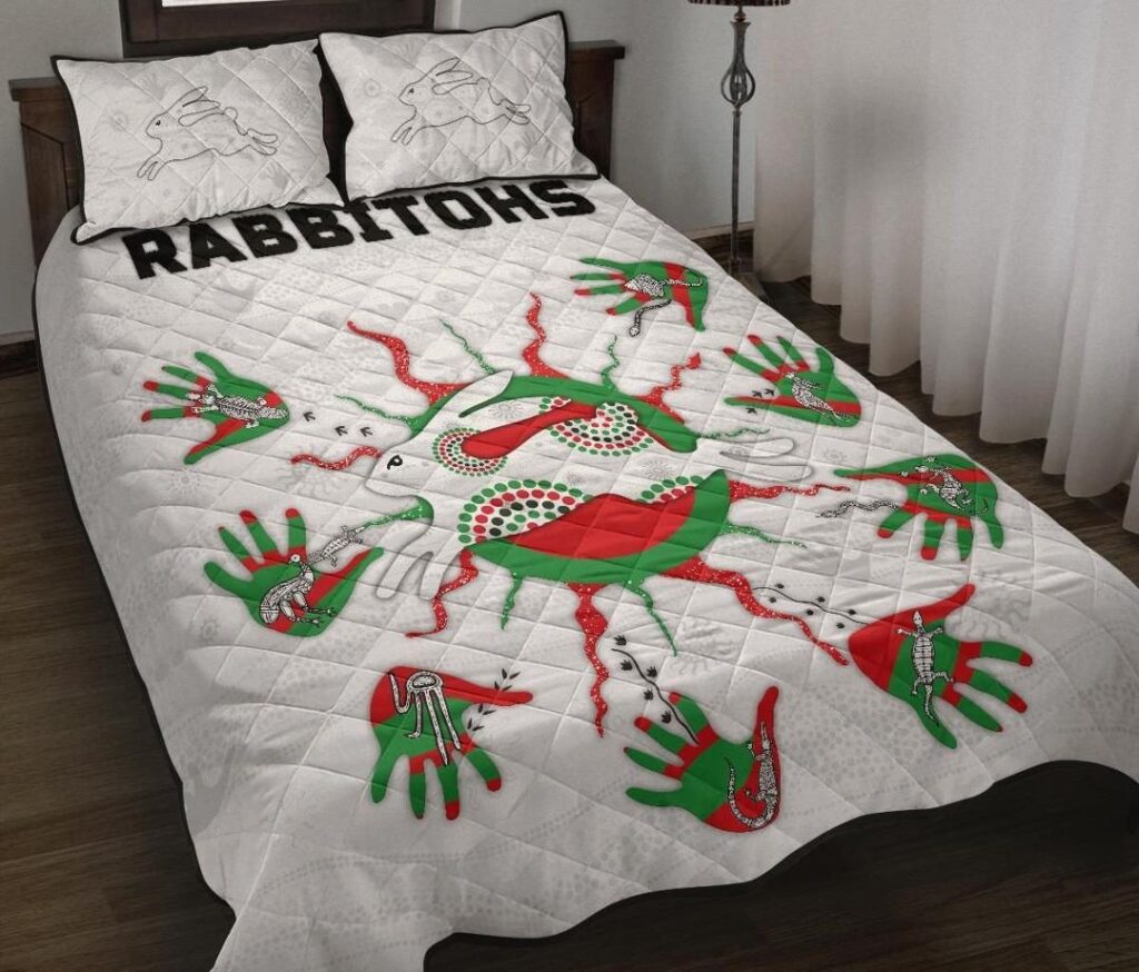 NRL Rabbitohs Indigenous Quilt Bed Set Animals Aboriginal