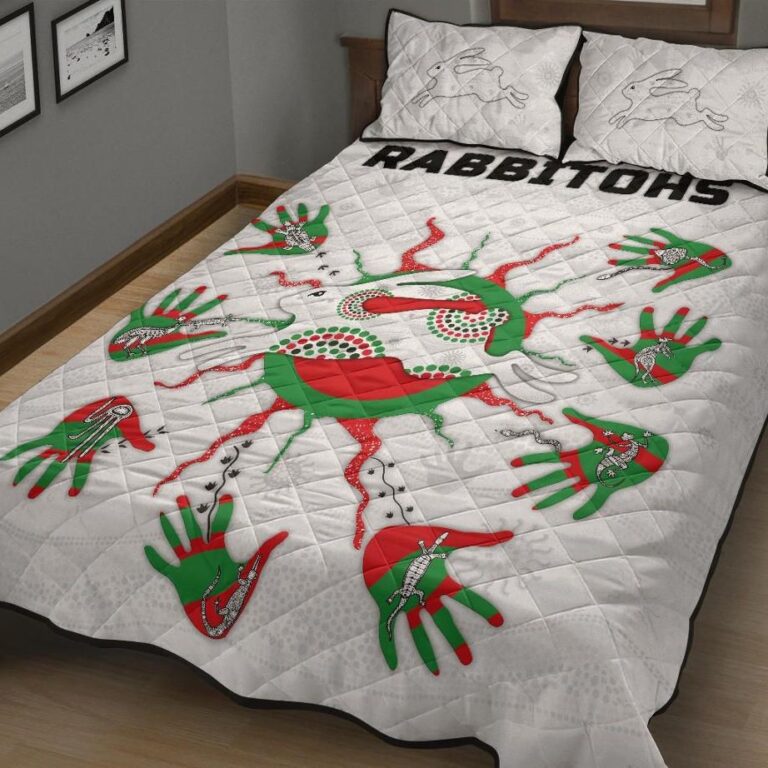 NRL Rabbitohs Indigenous Quilt Bed Set Animals Aboriginal