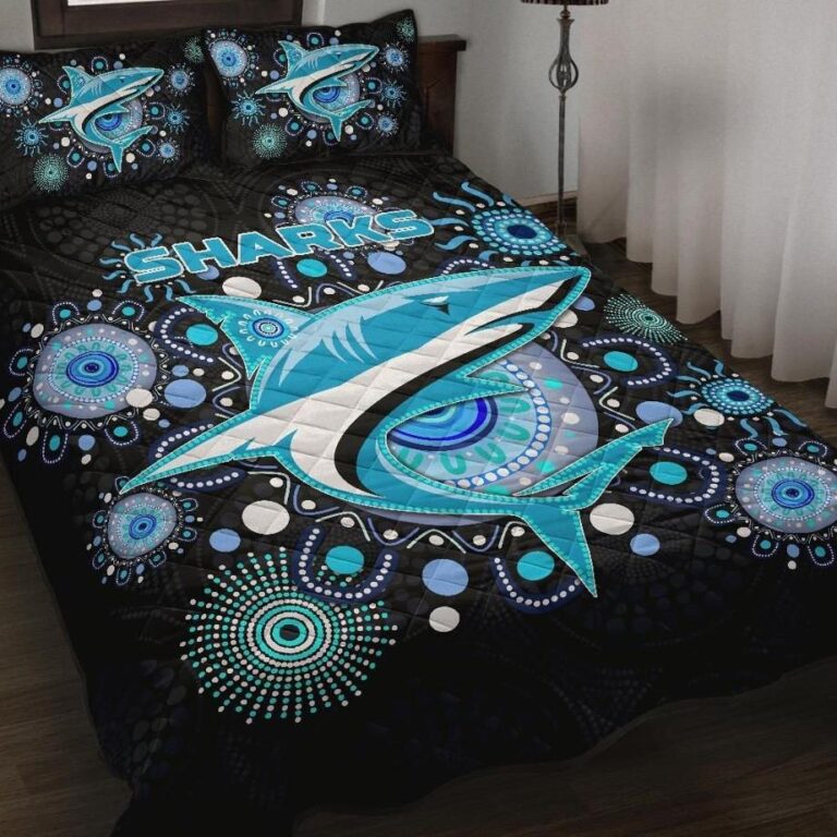 NRL Cronulla Quilt Bed Set ?Sharks Indigenous