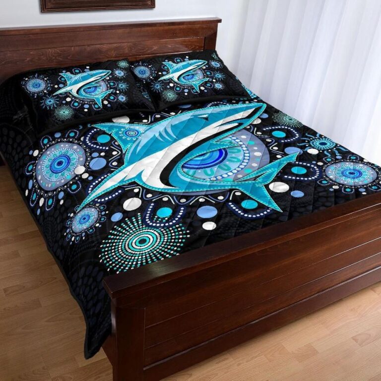 NRL Cronulla Quilt Bed Set ?Sharks Indigenous