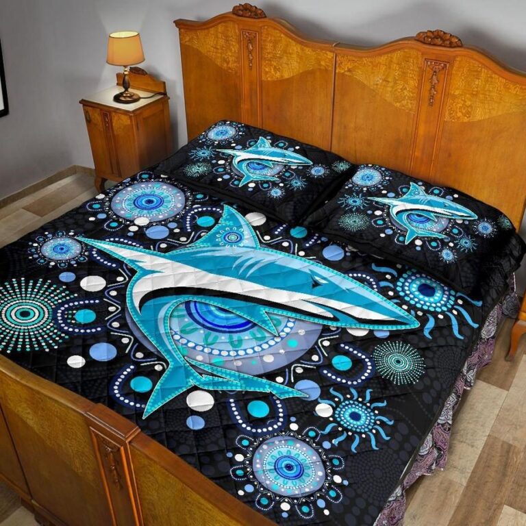 NRL Cronulla Quilt Bed Set ?Sharks Indigenous